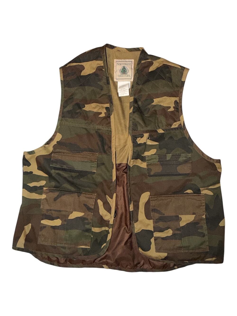 Northwest Territory Woodland Camo Men's Large Utility Hunting Vest Vintage